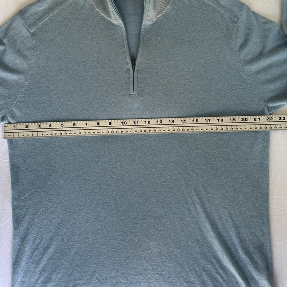 Raffi Men’s Cotton Cashmere 1/4 Zip Sweater Light Blue Size L - Picture 5 of 9